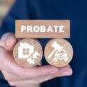 Lawyer holding wooden blocks and sees text PROBATE